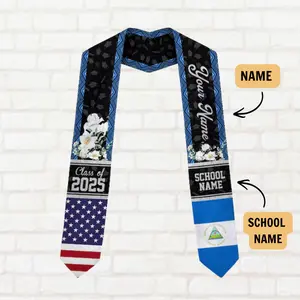 Personalized Nicaragua Graduation Gift Stole, Nicaragua American Flag Graduation Sash 2026