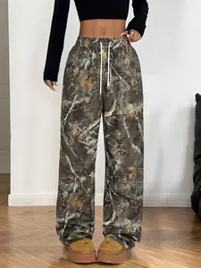 Women's Camo Print Tie Waist Drawstring Loose Sweatpants, Casual Comfy Jogger Pants for Daily Wear, Ladies Bottoms for All Seasons