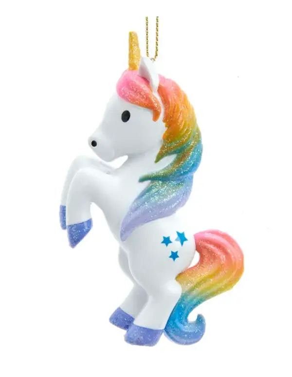 Rearing Rainbow Unicorn Pony Ornament
