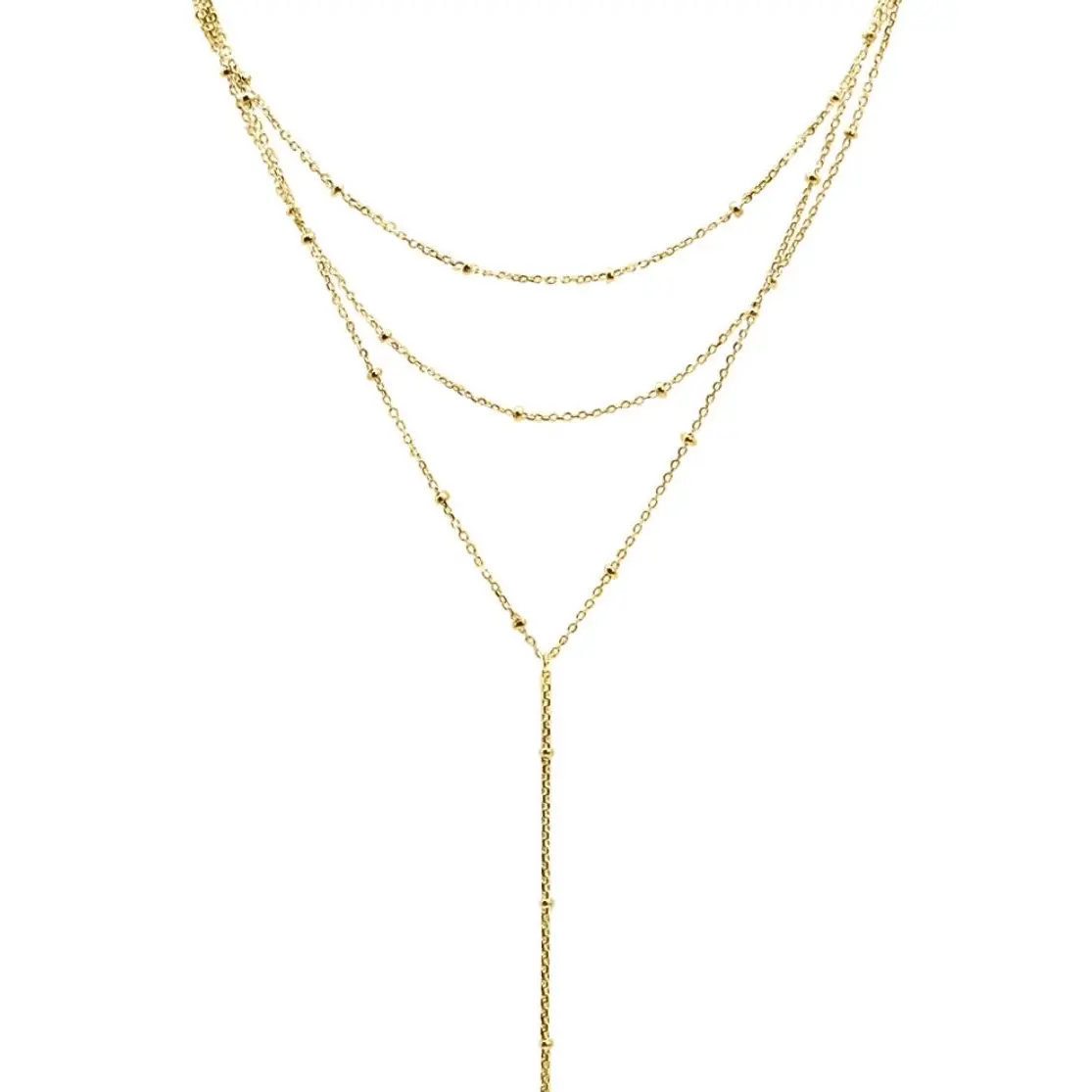 Women's 3-Tier Lariat Statement Necklace, Daily Wear Costume Jewelry with Drop Detail, Multi-Layer Triple Stacking Necklace, Multi-Layer Necklaces