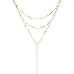 Women's 3-Tier Lariat Statement Necklace, Daily Wear Costume Jewelry with Drop Detail, Multi-Layer Triple Stacking Necklace, Multi-Layer Necklaces