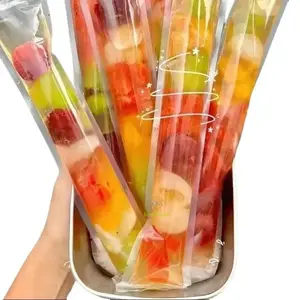 100 PCS Food-Grade Disposable Ice Popsicle Bags, Long Strip Freezer Pouches for Homemade Ice Cream & Fruit Jelly