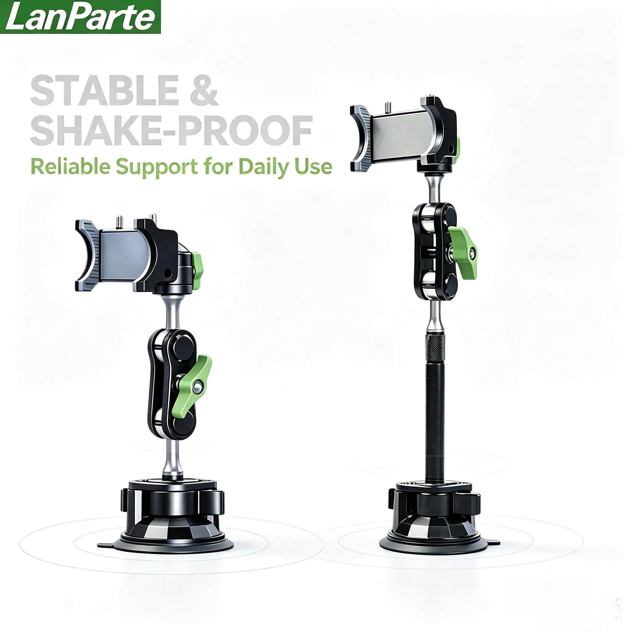LanParte 360° Rotating Suction Cup Phone Holder for Car - Car Phone Stand, 2026 New Upgrade, Super Strong Suction, Anti-Shake, Heat Resistant, No Residue, Dashboard & Windshield Fit, Adjustable for iPhone 16/15/14, Samsung, Uber Truckers, Adjustable Holde