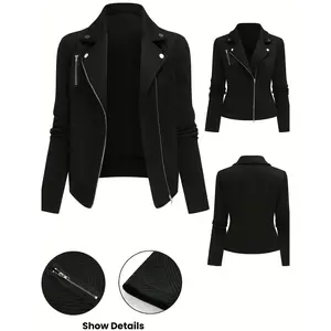 Women's plus size casual jacket, new lapel long sleeved zipper design, autumn and winter fashionable women's jacketRAIMENTRY