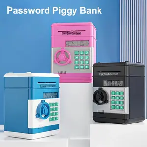 Secure Automatic Electronic Plastic Piggy Bank Safe Box with Password Code Lock, Door, Key, Coin-Cash Counter, and Saving Functions - Kids' Home Decor & Home Supplies Gift Cash Coin Jar