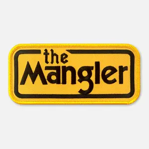 The Mangler Patch - Classic Trucker Patch Collection - Heavy Twill Embroidery - Burly Overlock Stitch Border - 5" x 2.25" - Iron On Adhesive Backed