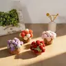 Handmade Crochet Flower Bouquet Coaster, Dual-use Knitted Yarn Cup Mat, Foldable Decorative Table Placemat, Cute Aesthetic Home Table Ornament, Warm Creative Gift for Mom Grandma, Perfect for Home Decor, Holiday Present & Daily Desktop Use