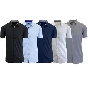 2025 5-Pack Men's Solid Dress Shirts, Long & Short Sleeves (Sizes S–3XL)