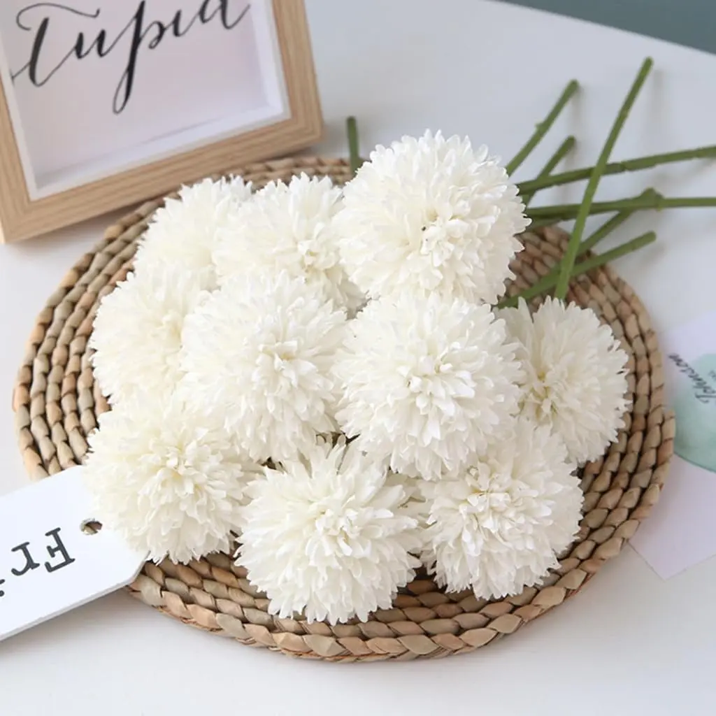 6/12 Pcs Artificial chrysanthemum flower ball white fake chrysanthemum spring flowers Valentine's Day wedding home decoration