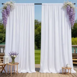 2 Pcs 5ft x 10ft White Soft Fabric Backdrop Drapes, Silky Smooth Polyester Flowing like Water for Romantic Wedding Ceremony, Birthday, Baby Shower, Photo Background