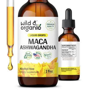 Wild & Organic's Maca Ashwagandha Drops for Men and Women - Peruvian Maca Root and Ashwagandha Tincture for Overall Support - Vegan, Sugar & Alcohol-Free Extract Supplement