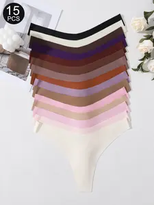 5/6/10/15/20Pcs Women's Hipster Thongs Set, Sexy Low-Waist Design, Plain Color, Fitted Style, All-Season Wear, Ideal for Daily Use & Comfortable Fit