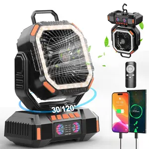 Camping Fan - 40000mAh Battery Powered Fan Battery Operated Rechargeable Portable Outdoor Tent Fans with Hanging Hook, Cordless, 4 Speeds, Remote Control
