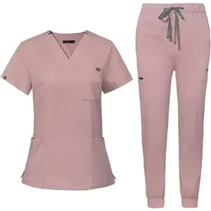 Scrub for Women Scrubs with Classic V-Neck & Yoga Jogger Pants Medical Uniform Scrub Set Nursing Clothes Workwear