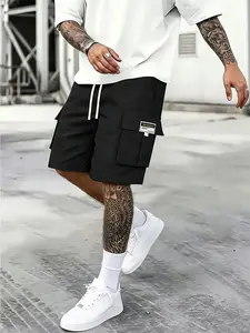 Men's Multi-Pocket Cargo Shorts, Elastic Drawstring Waist Casual Shorts, Loose Fit Summer Shorts for Daily, Street, Outdoor Activities