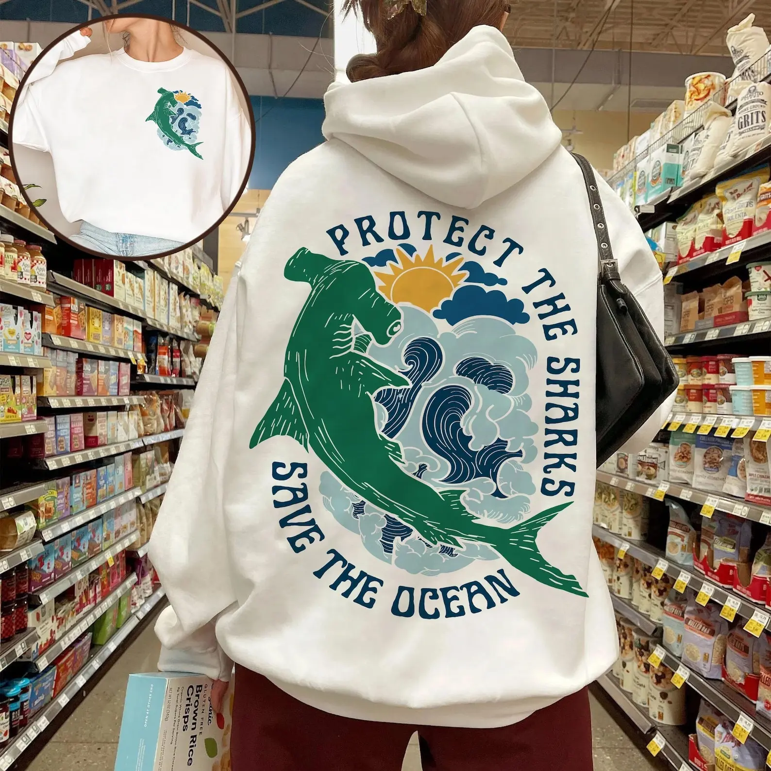 Protect The Sharks shirt, Shark Hoodie, Shark Sweatshirt, Vsco Hoodie, Surfing Hoodie, Respect The Locals Hoodie, Shark Lover Gift Fabric Menswear