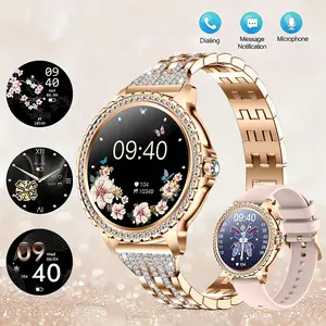 2026 New Rose Gold Women’s Smart Watch IP68 with Diamond Dial & Diamond-Studded Strap, 1.32” HD Touchscreen Fitness Tracker, Bluetooth Call Answer/Reject, Sleep Monitor, 100+ Sport Modes, AI Voice Assistant, Extra Strap