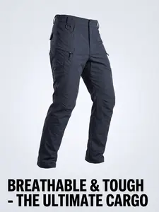 Men's Multifunctional Tactical Work Pants, Durable Non-Elastic Fabric, Zipper Pockets, Suitable for Hiking and Casual Wear, Casual Fitted Pants