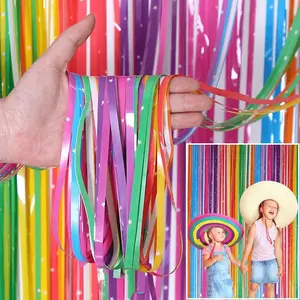 Shimmer Wall Curtain Backdrop (2 Pack, 6.6 x 3.3 ft), Rainbow Streamers Curtain for Birthday Party Decorations, Photo Booths & Theme Parties, Tinsel Foil Fringe Party Supplies by