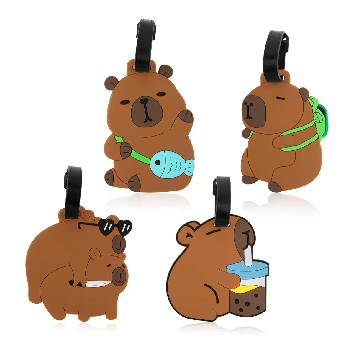 4 Pack Cute Animal Luggage Tags, Silicone Suitcase Tags for Travel Bags