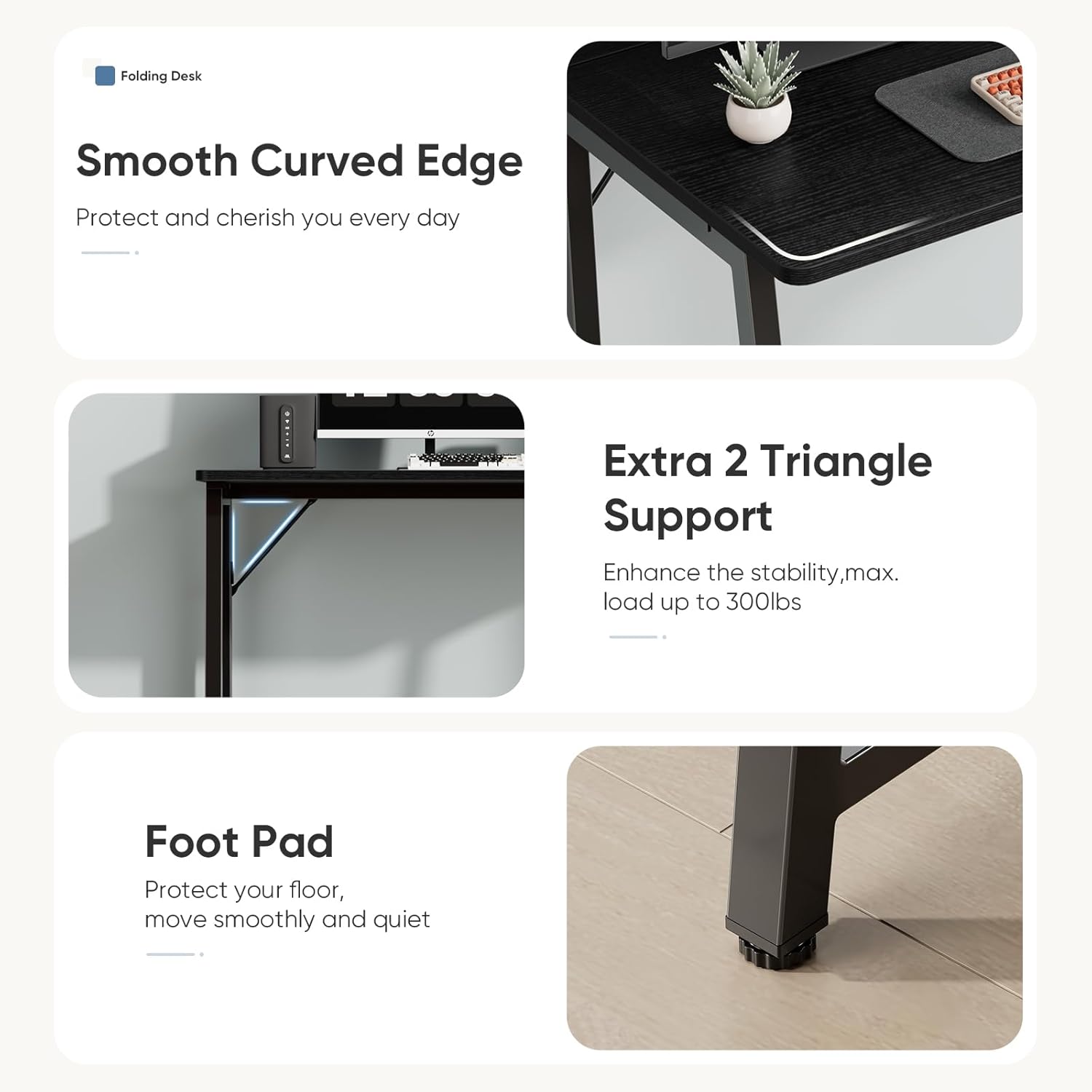 Small Space Folding Desk 31.5 Inch, Compact Foldable Computer Table, Narrow Home Office Workstation for Apartment, Dorm & Bedroom