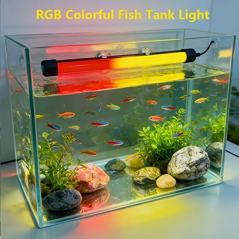RGB Aquarium LED Light, Aquarium Lamp, Aquarium Lights, Fish Tank Lighting, USB Powered, Multiple Lighting Modes, Suitable for Small Indoor Tanks, Pet Supplies