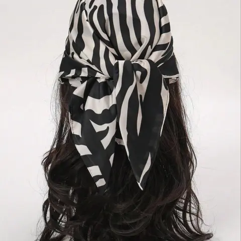 Women's Fashion, Zebra Print Satin Square Shawl for Dress, Stylish Accessory for Ladies, Perfect for Daily Wear & Special Occasions, Square Head Scarves