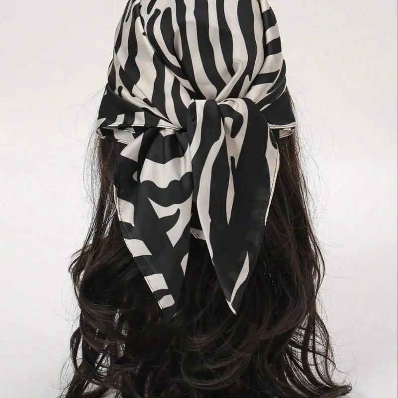 Women's Fashion, Zebra Print Satin Square Shawl for Dress, Stylish Accessory for Ladies, Perfect for Daily Wear & Special Occasions, Square Head Scarves