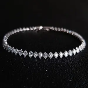 Hand Star Marquise-Cut Zircon Bracelet 3x6mm Cubic Zirconia High End Jewelry 17-20 cm Length Sweat-Resistant Anti-Tarnish， premium Bracelet