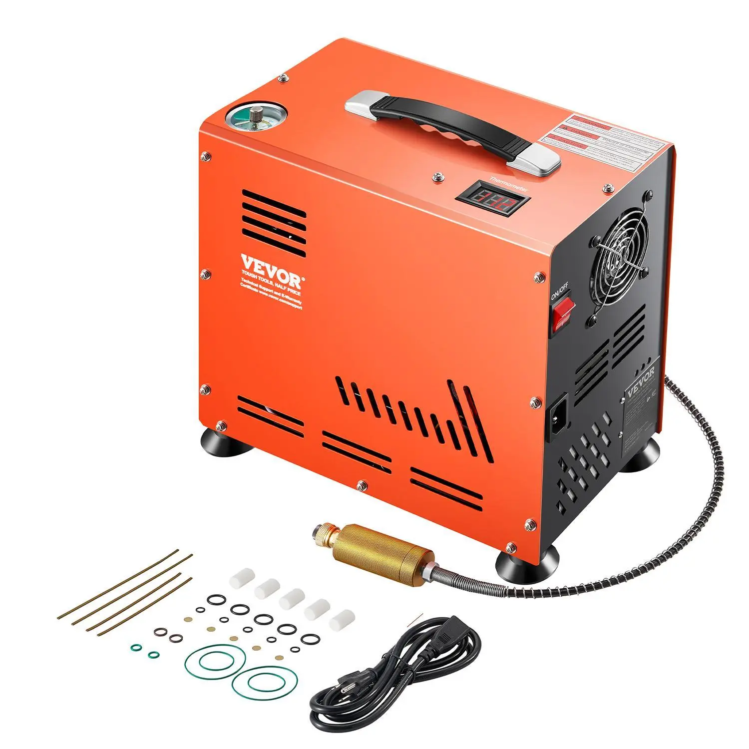 【summerfinds】VEVOR PCP Air Compressor, 800W Dual-Cylinder PCP Airgun Compressor 4500PSI/30Mpa with Built-in Fan Cooling System, Auto-Stop | Oil Free Paintball Tank Compressor for Air Rifle, Scuba Diving Bottle