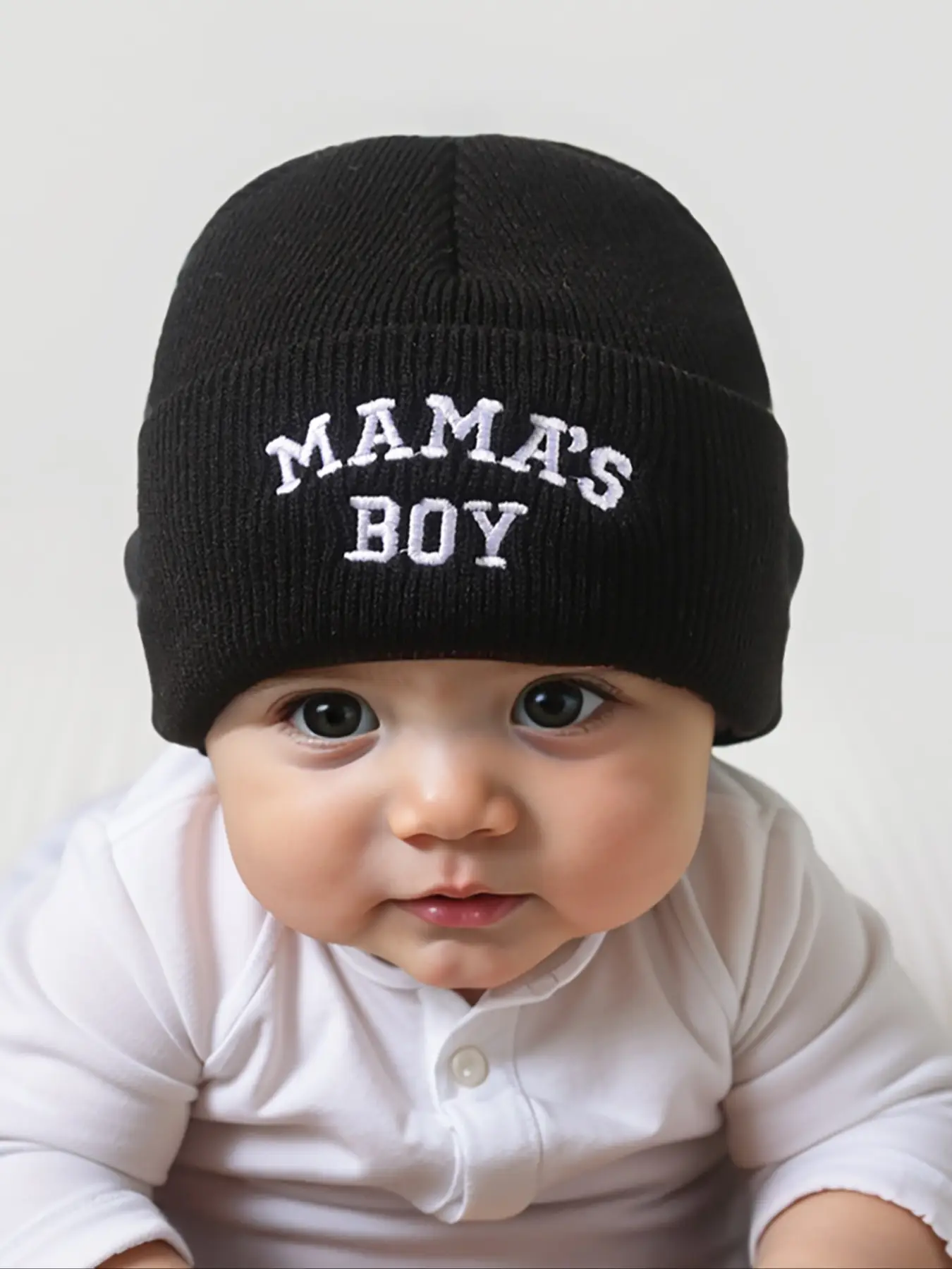 Newborn Knit Hat with Letter Embroidery, Warm Winter Beanie for Infants, Suitable for Outdoor Use, Casual Style for Daily Commute