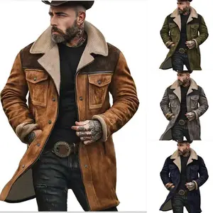 In Stock 2025 Autumn and Winter Men's Coat Suede Multicolor Jacket Multi-Pocket Zipper Coat
