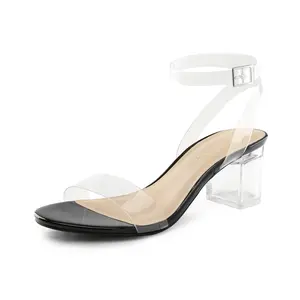 DREAM PAIRS Women's Classy Chunky Heel Buckle Ankle Strap Sandals - Padded Rubber Footwear, Party Dress Shoes, Summer Vibes