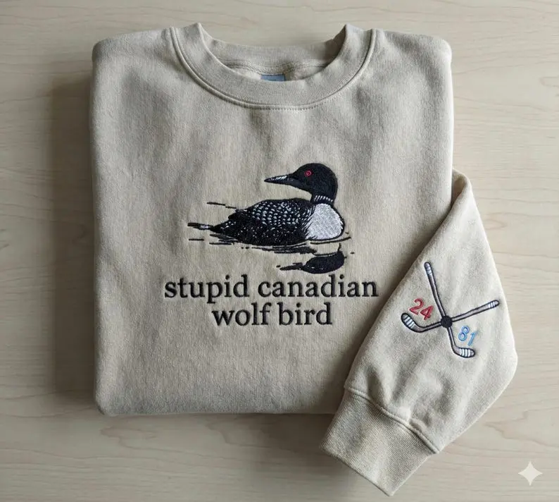 [Made in US] Heated Rivalry Embroidered Sweatshirt, Stupid Canadian Wolf Bird, LGBT Team Hollanov Rozanov Fan, Movie Inspired Unisex Shirt, Gift For Fan