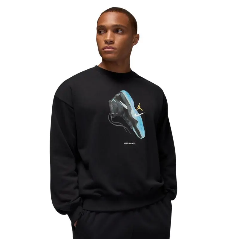 Air Jordan Men's Classic Brooklyn Crew Neck Sweatshirt, Soft Cotton-Polyester Fleece Pullover with Ribbed Hem for Everyday Wear, Casual, Long Sleeve