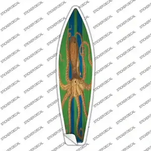 Octopus Blue Striped Novelty Surfboard Sticker Decal