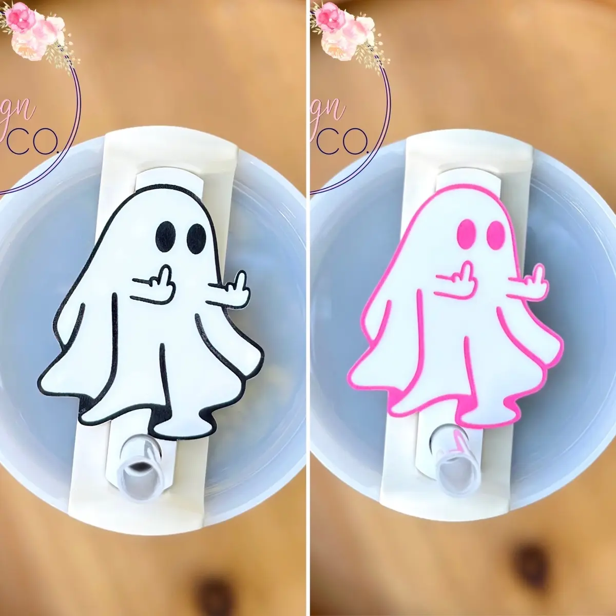 Acrylic Middle Finger Ghost Stanley Cup Topper
