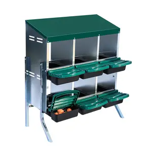 6-Compartment Roll-Away Chicken Nesting Box with Easy Egg Collection, Cleanable Pull-Out Design for Convenient Hen Roosting - Durable&Efficient,Green