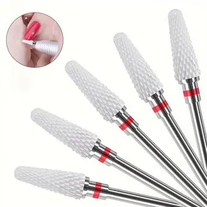 5-piece Nail Drill Bit Set, 3/32'' Professional Ceramic Safety Head, for Nail Drills, Cuticle Efile Nail Drill Bits, Nail Care, Manicure