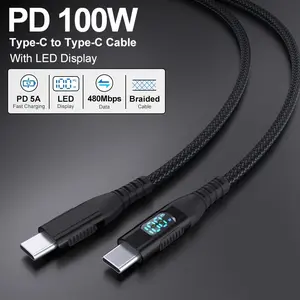 LAIHONEN 100W/5A Nylon Braided USB C to C Cable Ultra Fast Charging Super Fast Charging Type-C Cable Charging Cable with Display 480Mbps Data Sync Cable Compatible iPad MacBook for Samsung Galaxy S21/S10/S9/Plus PS5 Pixel