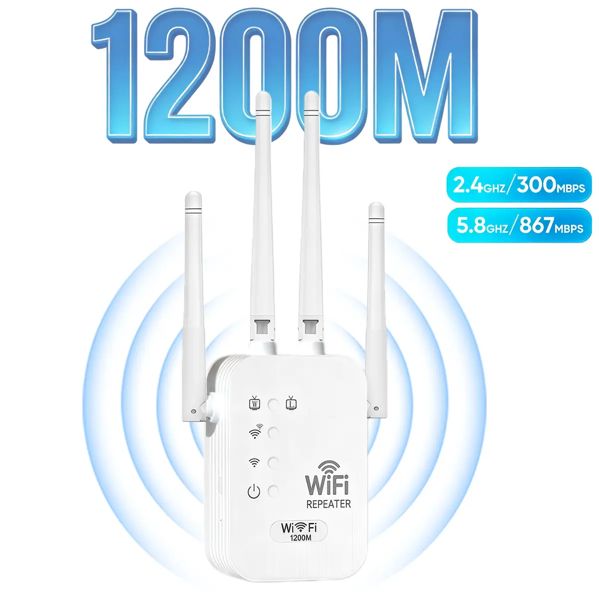 Dual Band WiFi Extender Signal Booster, Wi Fi Extenders Signal Booster For Home, 1200Mbps 5GHz&2.4GHz Wireless Repeater, 12000 Sq.ft Home Coverage, Connect 100 Devices, with Ethernet Port for Home Use