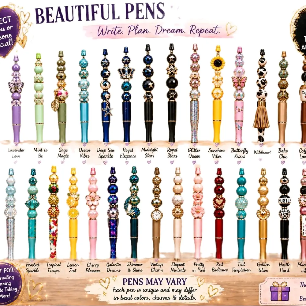 Beaded Pens, Multicolor Office Stationery Supplies, Smooth Writing Pens for Writing Stationery Needs