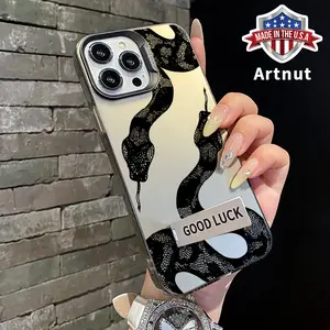 Python Pattern Bracket Phone Case for iPhone 16 E 15 14 Pro Max 13 12 11 XR XS Plus Shockproof Drop Protective Durable PC Smartphone Cover Cellphone Casing
