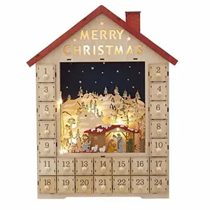 Kurt Adler Battery Operated Light-Up House Nativity Scene Advent Calendar