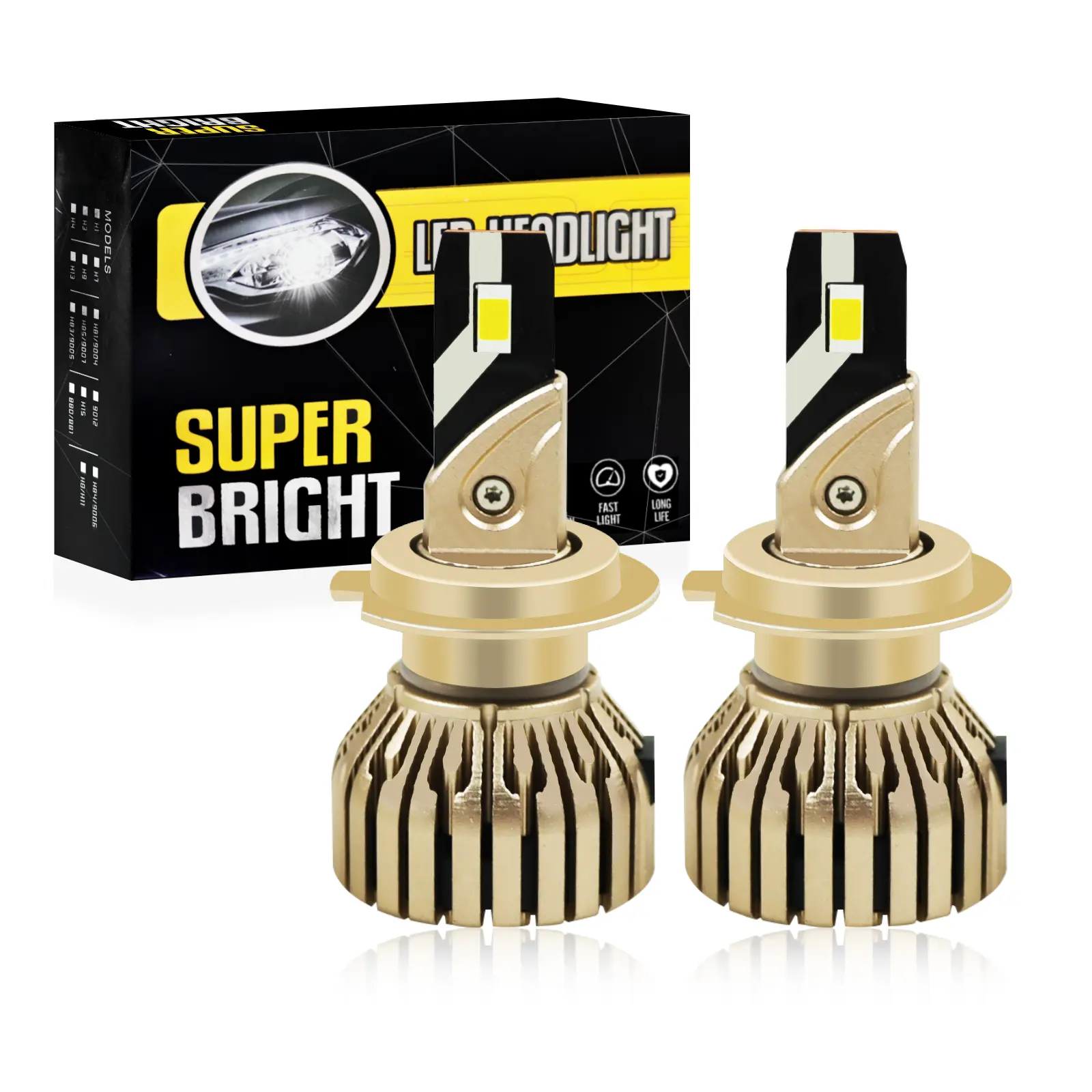 H7 Xenon Headlight Bulbs, 900% Brighter Halogen & Fog Lights Replacement, 30000lm, 6000K Cool White, Compact Size, Aluminum Alloy, 50000 Hours Lifespan, Vehicle Illumination, Pack of 2