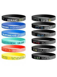 12 Pcs Colorful Christian Scripture Silicone Wristbands, Stretchy Bracelets, for Women Men Faith-inspired Rubber Bangles Embedded with Heartfelt Bible Verses Eco-friendly Silicone Flexible Wristbands Soft Touch Hypoallergenic for Comfortable Wear