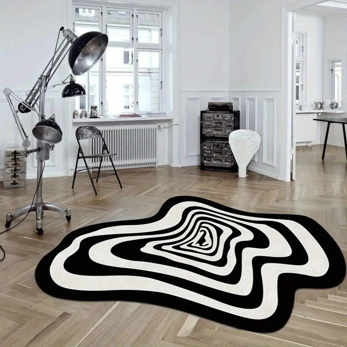 Irregular Shape Abstract Pattern Area Rug, Non-slip Washable Floor Mat, Decorative Carpet for Home Living Room Bedroom, Modern Runner Rug