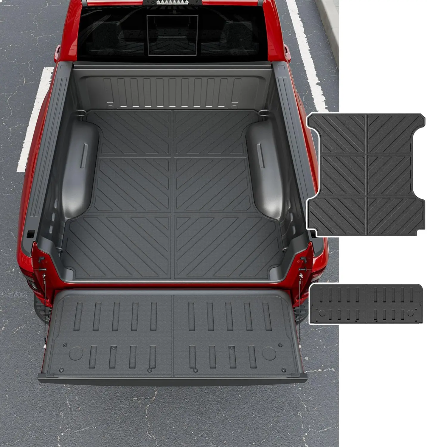 [Fits 19-26 RAM 1500] 5.7FT Truck Mat Compatible with 2019-2026 Dodge Ram 1500 Cargo Mat Tailgate Liner TPE Replacement for 2019-2026 Dodge Ram 1500 Accessories (Truck Bed Mat+Tailgate Mat)