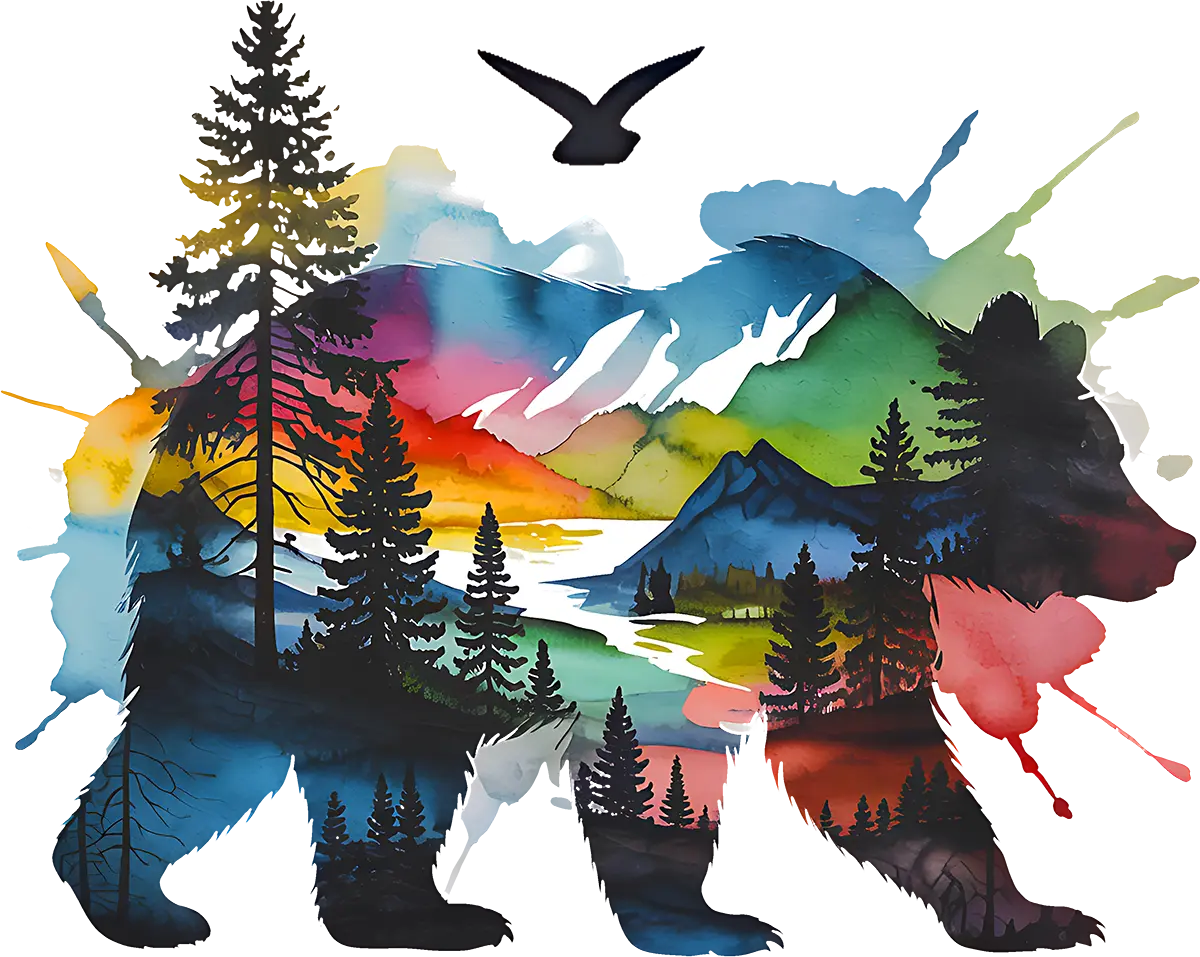 DTF Transfer – Bear Water Color Multi Sizes (AN-BR001)
