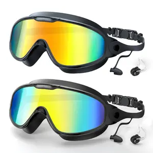 Adult Swim Goggles 2 Pack, Anti-Fog 180 °   Wide View UV Protection Pool Swimming Goggles for Adult Youth Men Women